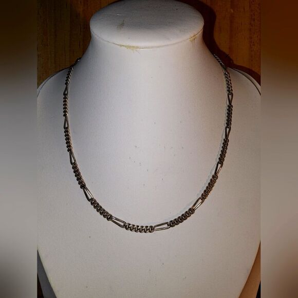 925 sterling silver marked flawless thick figaro link Necklace - Picture 1 of 7